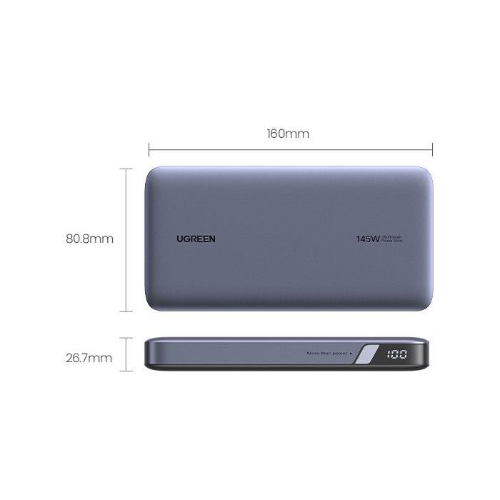 Batterie externe - UGREEN - 25,000 mAh - 145W - Gris