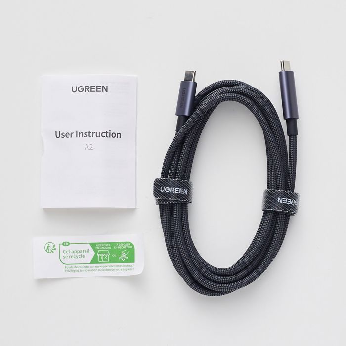 Câble data USB-C vers USB-C - UGREEN - PD 100W - Nylon - 1 m - Noir