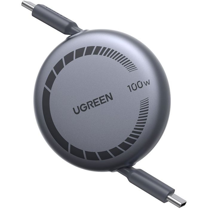 Câble USB-C - UGREEN - Câble rétractable USB-C vers USB-C PD - 100W - 1 m - Noir