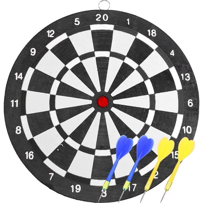 Set cible et fléchettes - SPORT AND FUN - Papier enroulé - 4 fléchettes - Diametre 25 cm