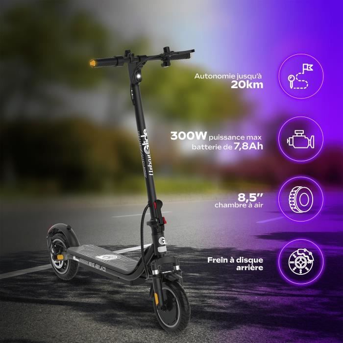 Trottinette électrique - URBANGLIDE - 85 Evo - 300 W - Pneus 8,5 - Max 25 km/h - Autonomie jusqu'a 20 km