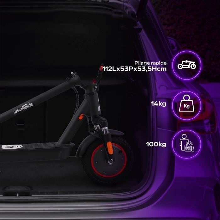Trottinette électrique pliable - URBANGLIDE RIDE - 100 MAX 2 - 350W - Roues 10 - Adulte - Noir
