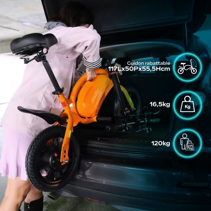 Draisienne Èlectrique - URBANGLIDE - BIKE 140 ORANGE - 36V - 350W - Pneus 14 - Autonomie 18KM - Vitesse max 25KM/h