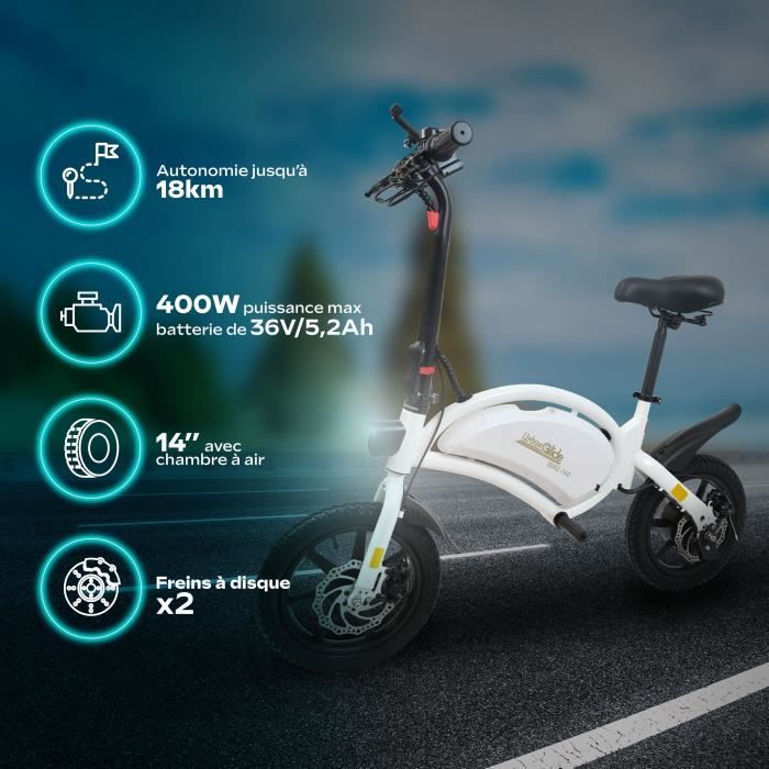 Draisienne Èlectrique - URBANGLIDE - BIKE 140 WHITE - 36V - 350W - Pneus 14 - Autonomie 18KM - Vitesse max 25KM/h