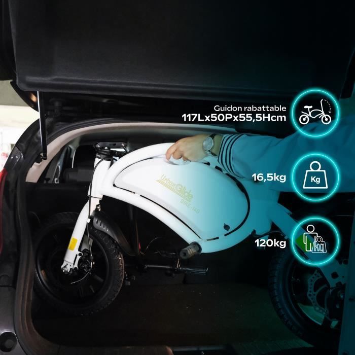 Draisienne Èlectrique - URBANGLIDE - BIKE 140 WHITE - 36V - 350W - Pneus 14 - Autonomie 18KM - Vitesse max 25KM/h