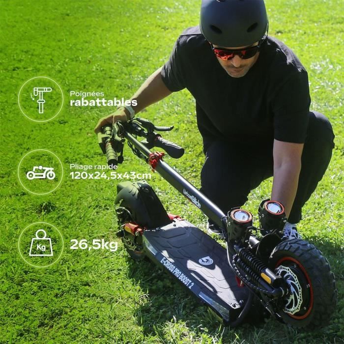 Trottinette électrique tout terrain - URBANGLIDE - ECROSS PRO BOOST 2 - 10 - 48V - 1600 W Double moteur - 13Ah - Autonomie 50KM