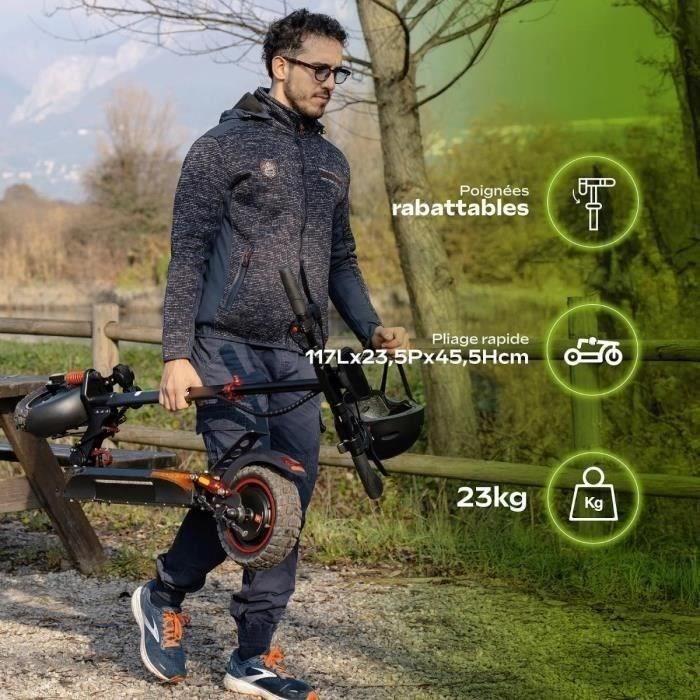 Trottinette électrique tout terrain pliable ECROSS PRO LITE 2- URBANGLIDE - 10 - 48V - 800W - Auto 40KM Feu stop + clignotants