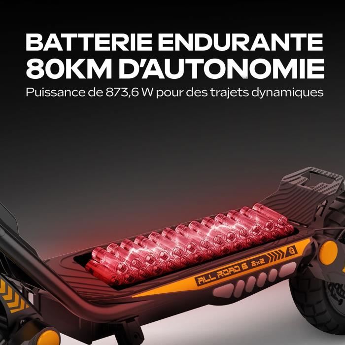 Trottinette électrique - URBANGLIDE - All Road 6 2x2 - 800 W - Pneus 10 - Max 25 km/h - Autonomie jusqu'a 80 km