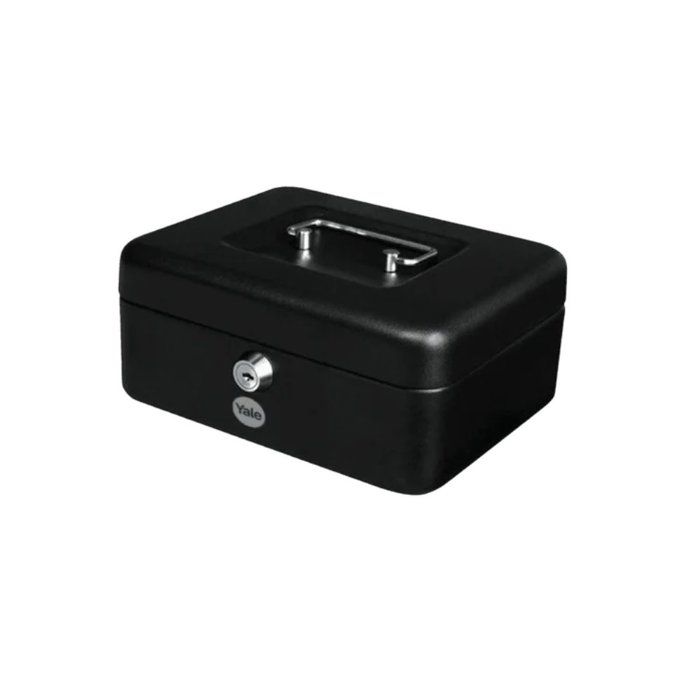 Caisse ŕ monnaie et monnayeur YALE - Acier finition laquée noire - Serrure de sécurité ŕ clés - 20 x 16 x 9 cm