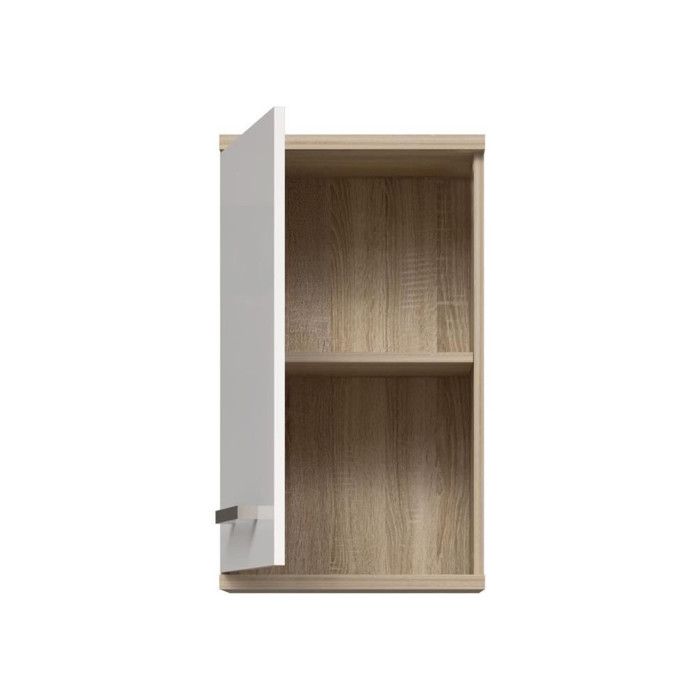 Armoire de salle de bain a suspendre - Décor Blanc et chene - 1 porte - H68,8 x P29 x L40,2 cm - VERIS