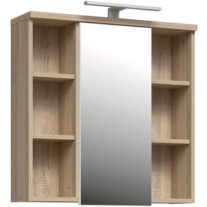 Miroir de salle de bain - Porte - niches et éclairage - L68,6 x P20 x H68cm
