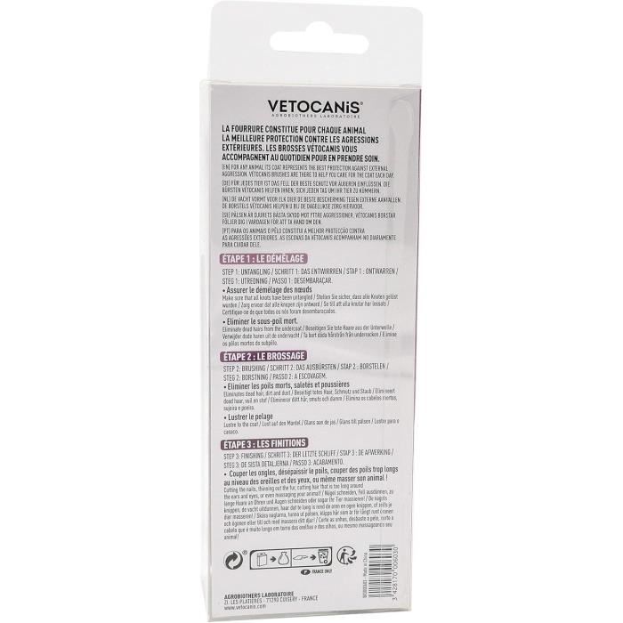 Brosse toilettage - VETOCANIS - Carde auto-nettoyante pour chat - Rétractable - Pour poils longs