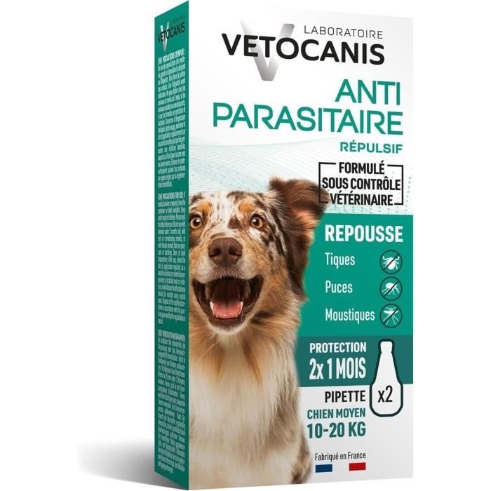 Pipettes préventives antiparasitaires - VETOCANIS - x2 - Pour Chiens Moyens