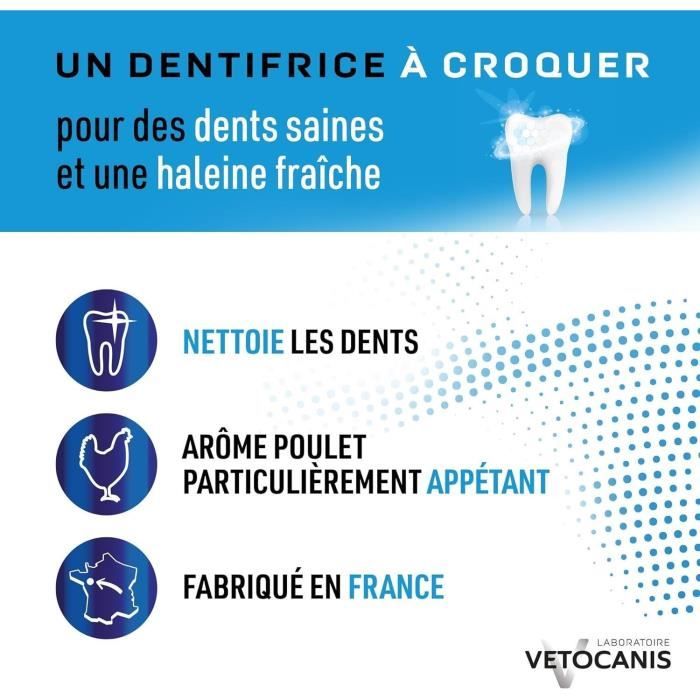 Dentifrice croquer - VETOCANIS - x30 Comprimés pour Chat et Petit Chien