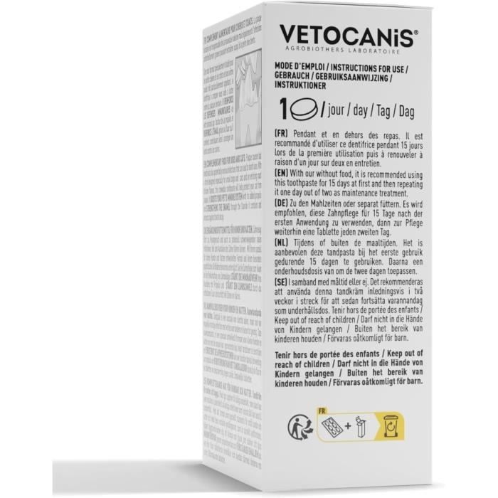 Dentifrice croquer - VETOCANIS - x30 Comprimés pour Chat et Petit Chien