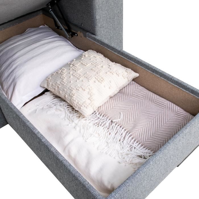 Canapé d'angle convertible reversible avec coffre - 4 personnes - VICOMTE - Tissu gris - 237 x 76/88 x 167 cm