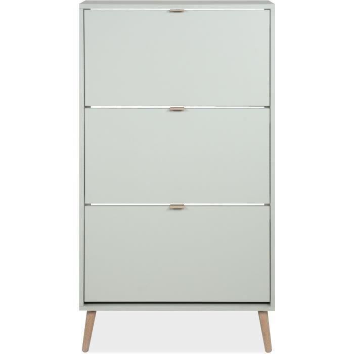 Meuble a chaussures - Vert d'eau - 12 paires - L70 x P24 x H125 cm - VIGO