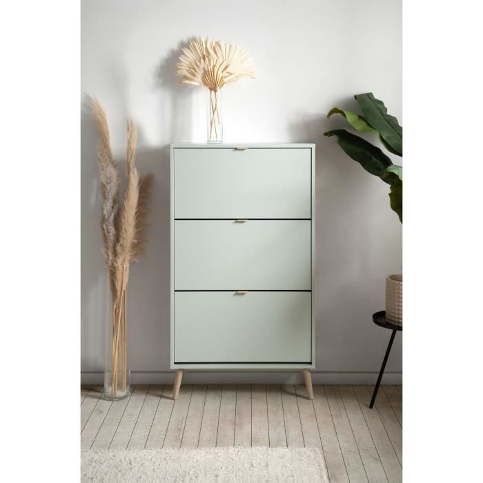 Meuble a chaussures - Vert d'eau - 12 paires - L70 x P24 x H125 cm - VIGO