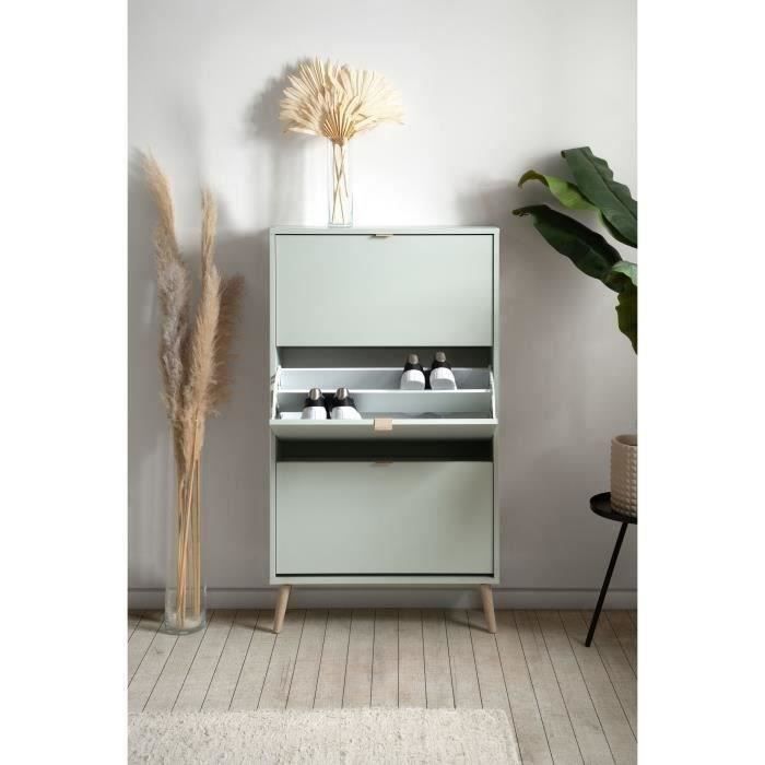 Meuble a chaussures - Vert d'eau - 12 paires - L70 x P24 x H125 cm - VIGO