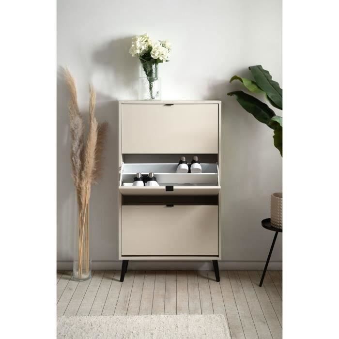 Meuble a chaussures - Sable - 12 paires - L70 x P24 x H125 cm - VIGO