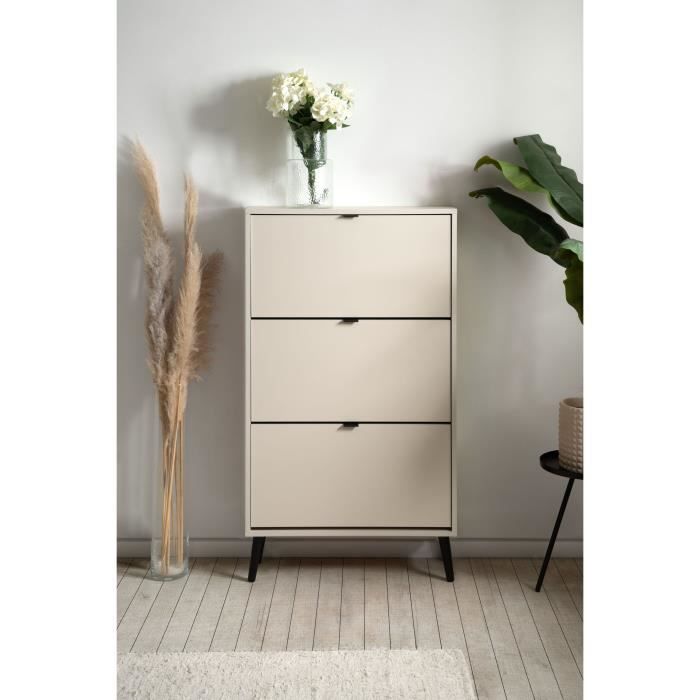 Meuble a chaussures - Sable - 12 paires - L70 x P24 x H125 cm - VIGO