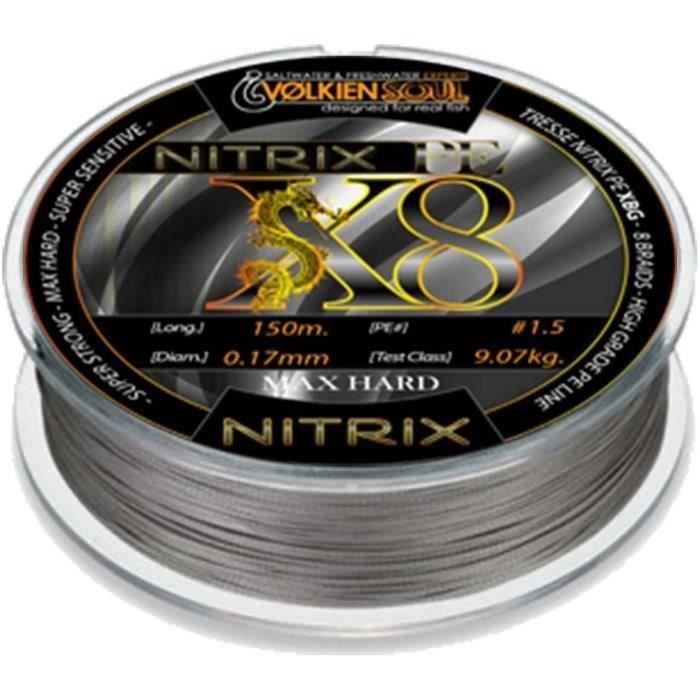 Tresse de peche VOLKIEN Soul - NITRIX Super PE X8 - 150m - 0,17mm - 9,07kg - 20lbs - 8 brins