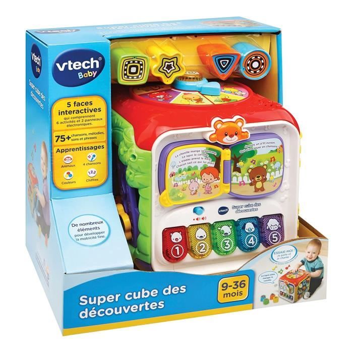 Cube des dÈcouvertes interactif VTECH BABY - Multicolore - 10 mÈlodies et 4 chansons - Mixte - 9 mois et plus