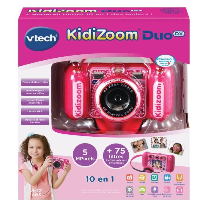 Appareil photo enfant - VTECH - Kidizoom Duo DX Rose - 75 filtres dynamiques - 5 jeux en rÈalitÈ augmentÈe