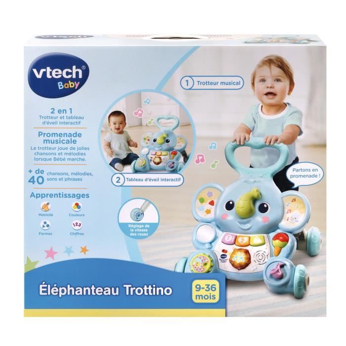 Porteur - Trotteur VTECH BABY - Éléphanteau Trottino - Avec Frein - Bleu