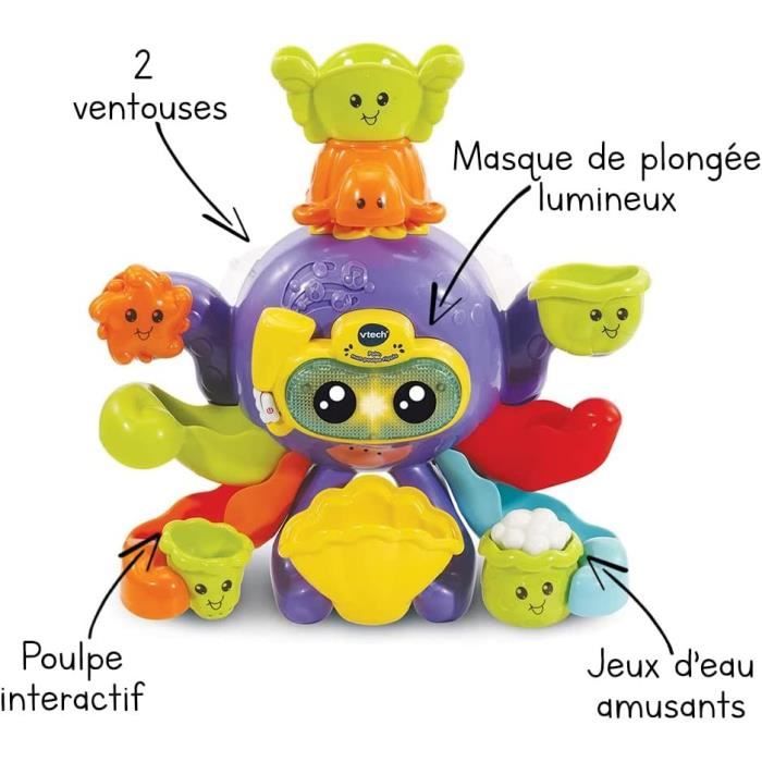Jouet de Bain interactif VTECH BABY - Polo, Mon Poulpe Rigolo - Multicolore - Pour BÈbÈ de 1 a 5 ans
