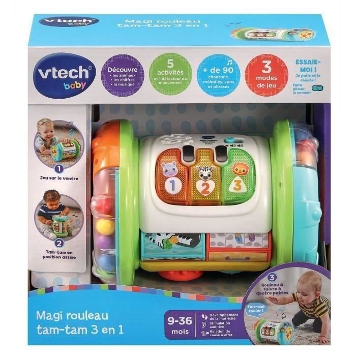 Rouleau d'activitÈs interactif VTECH MAGI ROULEAU TAM-TAM 3 EN 1 pour bÈbÈ de 9 a 36 mois - Blanc/Multicolore