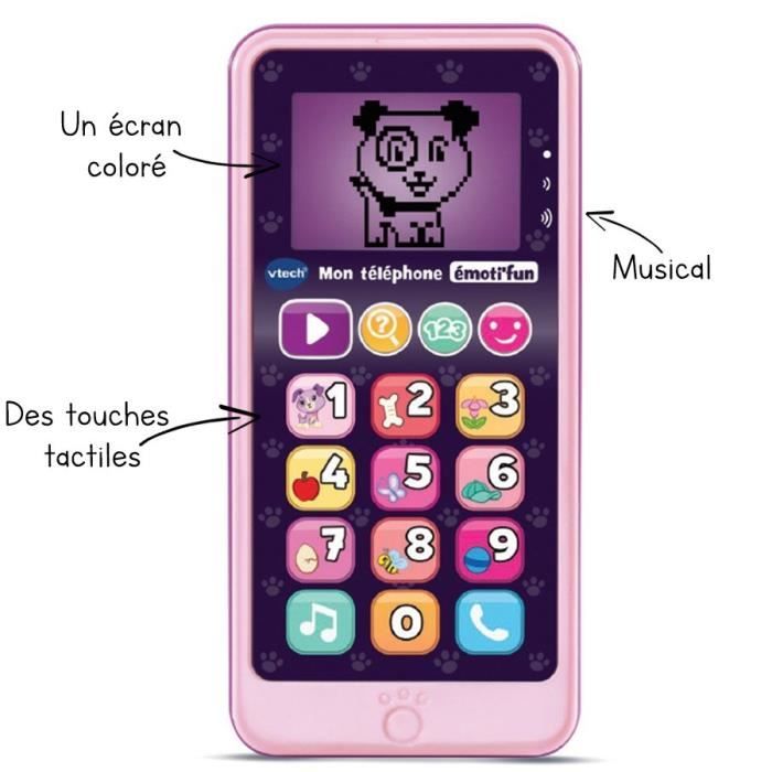 Téléphone Emoti'Fun - VTECH - Rose - Enfant 18 mois - 12 touches lumineuses et tactiles