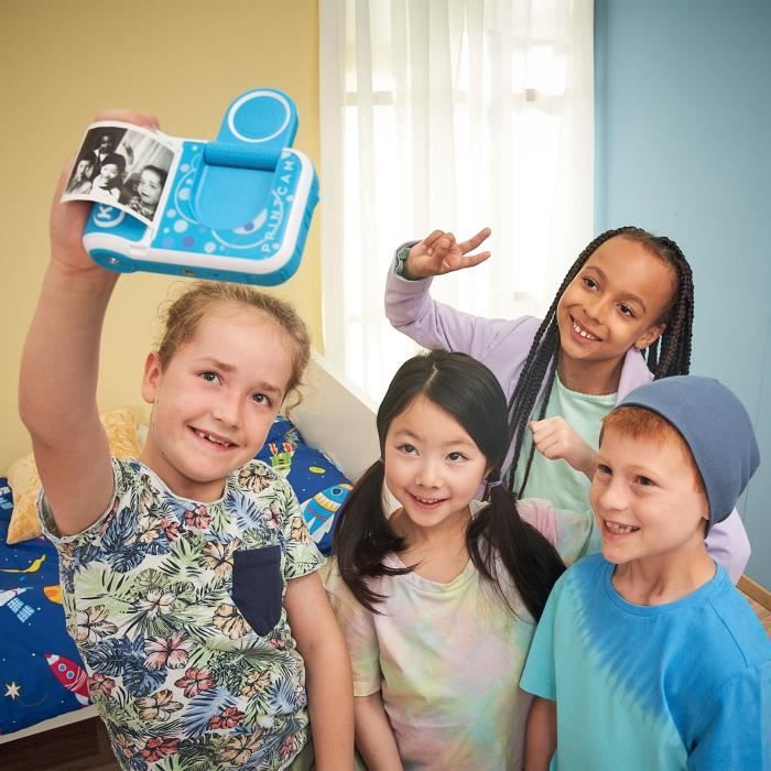 VTech KidiZoom Print Cam Bleu, Appareil photo enfant a impression instantanée, photo, selfie, vidéo, écran couleur, filtres et Effet