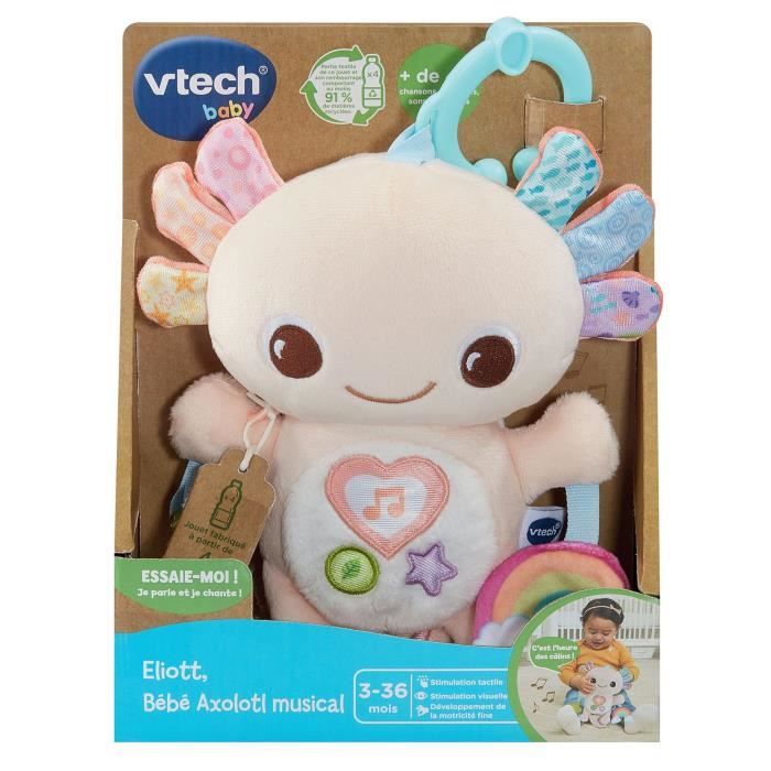 VTECH ELIOTT, BEBE AXOLOTL MUSICAL (BOUTEILLES PLASTIQUE RECYCLÉES)