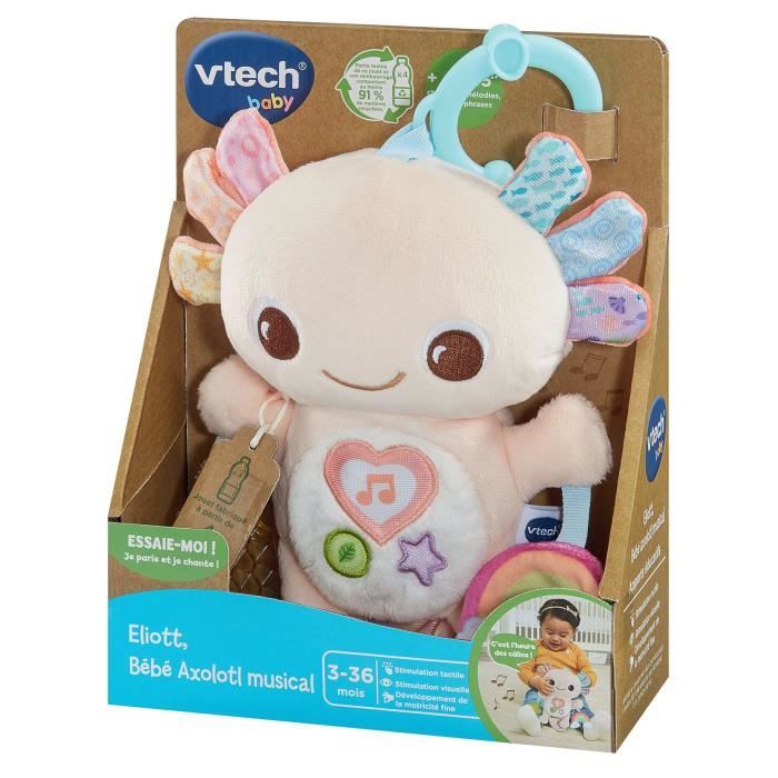 VTECH ELIOTT, BEBE AXOLOTL MUSICAL (BOUTEILLES PLASTIQUE RECYCLÉES)