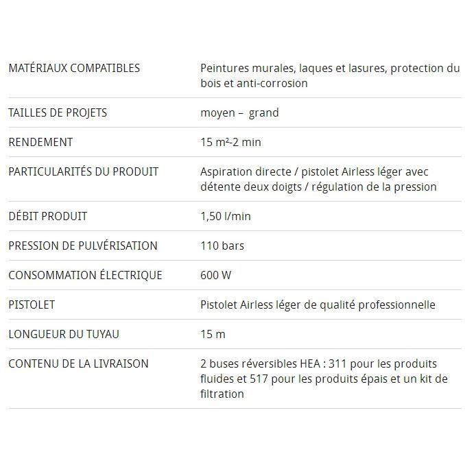 Station de peinture WAGNER HEA CS350R - DÈbit 1,5L/min - Rendement 15m≤/2min