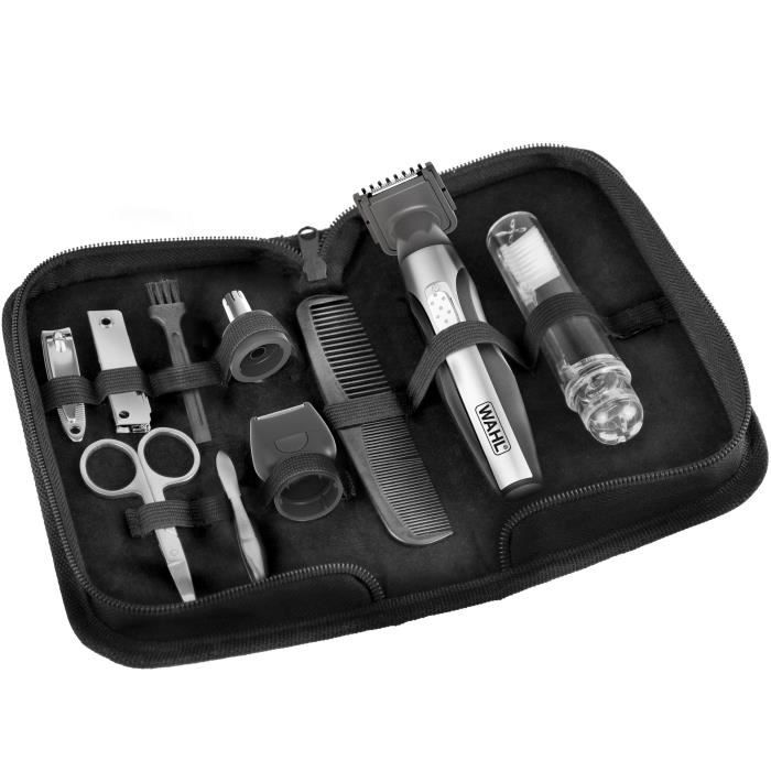 Tondeuse de précision - WAHL - TRAVEL KIT DELUXE - 4 hauteurs de coupe - Noir / Argent