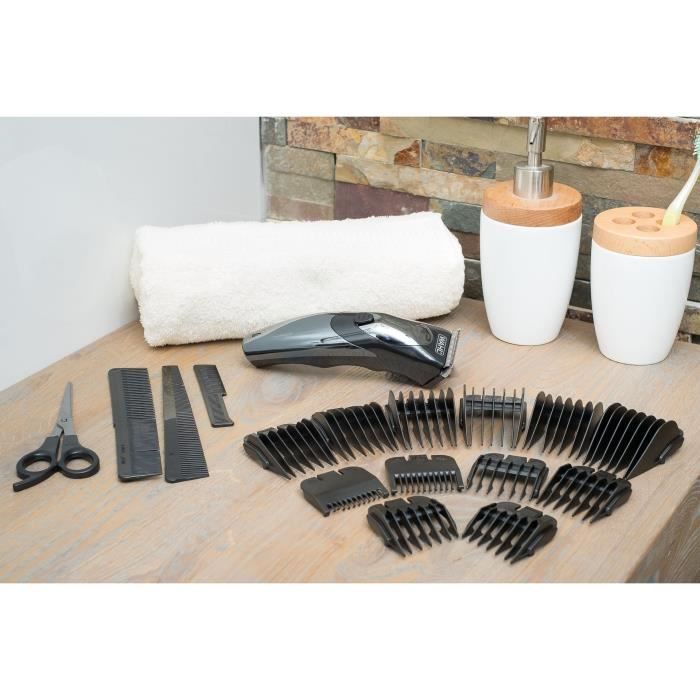 Tondeuse a cheveux et barbe - WAHL - HAIRCUT & BEARD - 3,5 W - 10 sabots - Autonomie : 40 min - Noir
