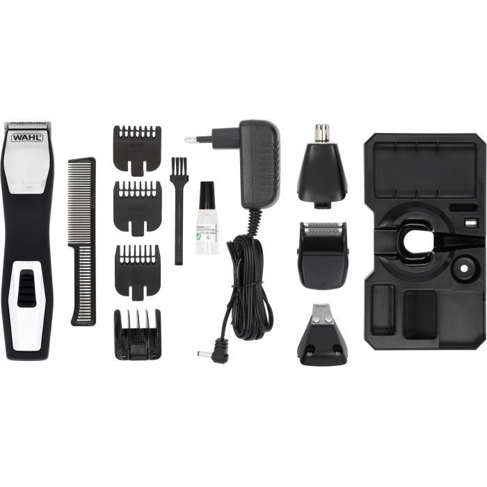 Tondeuse a barbe - WAHL - GROOMSMAN PRO - 2,4 V - 6 sabots - Autonomie : 60 min - Noir / Argent