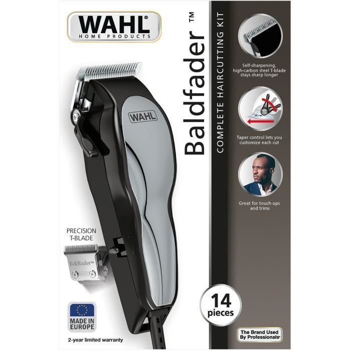 WAHL 20107.0460 Tondeuse cheveux Baldfader - Tondeuse filaire - Fonction effilage - Affűtage auto - Largeur de lame 45mm
