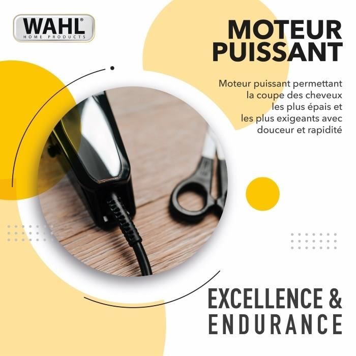WAHL 20107.0460 Tondeuse cheveux Baldfader - Tondeuse filaire - Fonction effilage - Affűtage auto - Largeur de lame 45mm