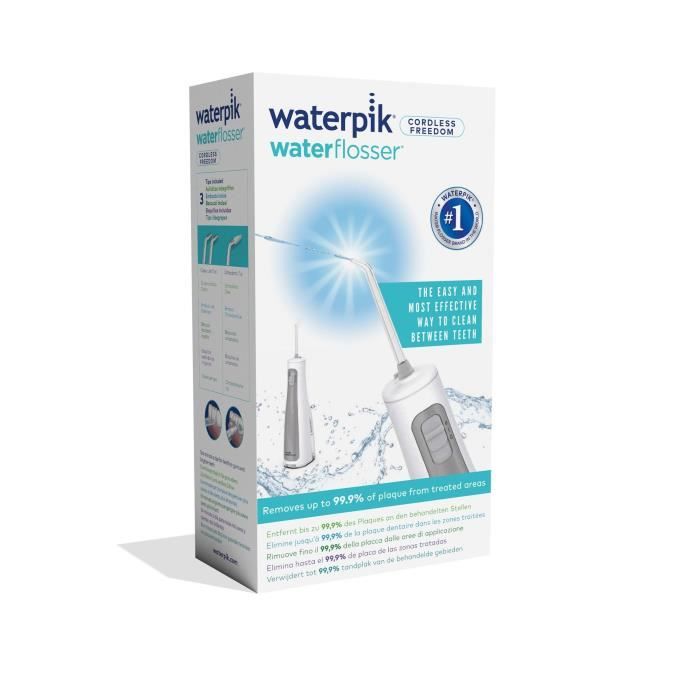 Jet Dentaire - WATERPIK - WF-03 Freedom - Sans Fil - Portable - 2 Niveaux de pression - 3 Embouts - Sac inclus