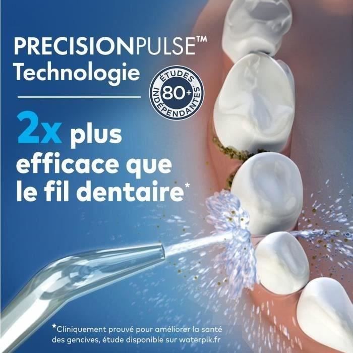 Waterpik WF-20 Pulse, Hydropulseur Sans Fil, Recommandé par l'UFSBD, Jet dentaire Rechargeable, Elimine la Plaque, Blanc
