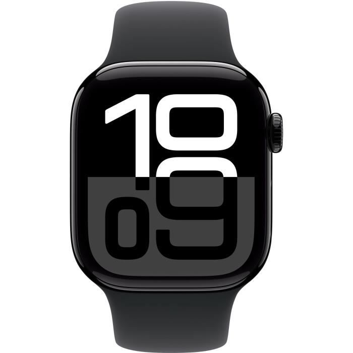 Apple Watch Series 10 GPS - 42mm - BoÓtier Jet Black Aluminium - Bracelet Black Sport Band - M/L