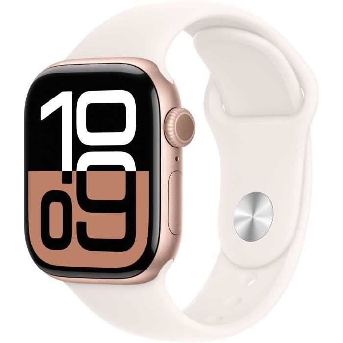 Apple Watch Series 10 GPS - 42mm - BoÓtier Rose Gold Aluminium - Bracelet Light Blush Sport Band - M/L