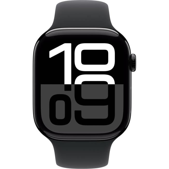 Apple Watch Series 10 GPS - 46mm - BoÓtier Jet Black Aluminium - Bracelet Black Sport Band - M/L