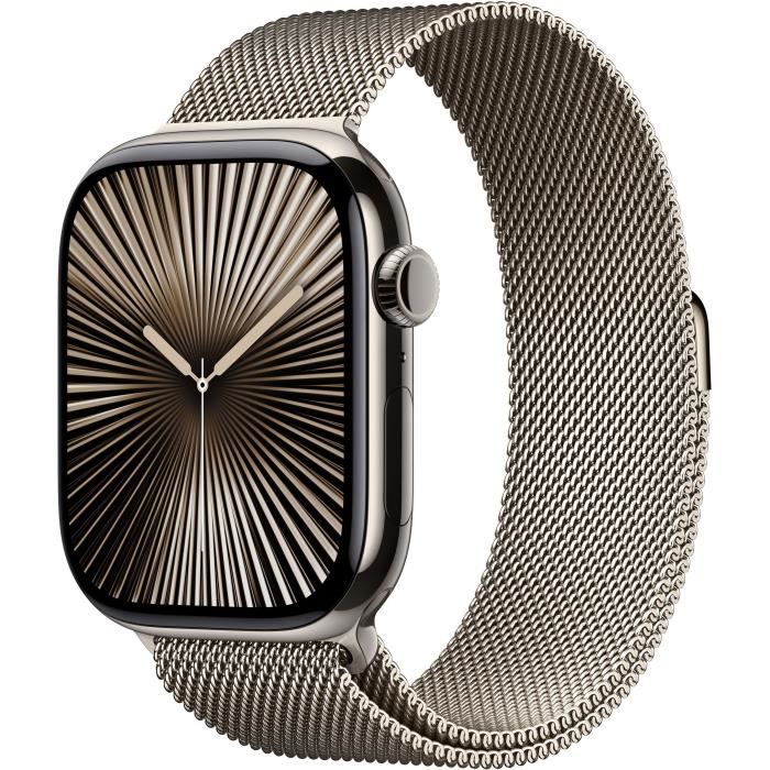 Apple Watch Series 10 GPS + Cellular - 46mm - BoÓtier Natural Titanium - Bracelet Natural Milanese Loop - M/L