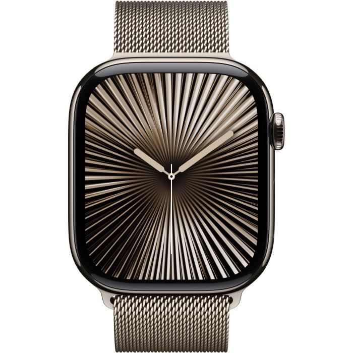 Apple Watch Series 10 GPS + Cellular - 46mm - BoÓtier Natural Titanium - Bracelet Natural Milanese Loop - M/L