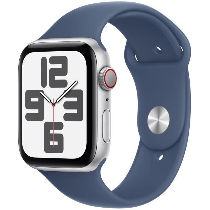 Apple Watch SE GPS + Cellular - 44mm - BoÓtier Silver Aluminium - Bracelet Denim Sport Band - M/L