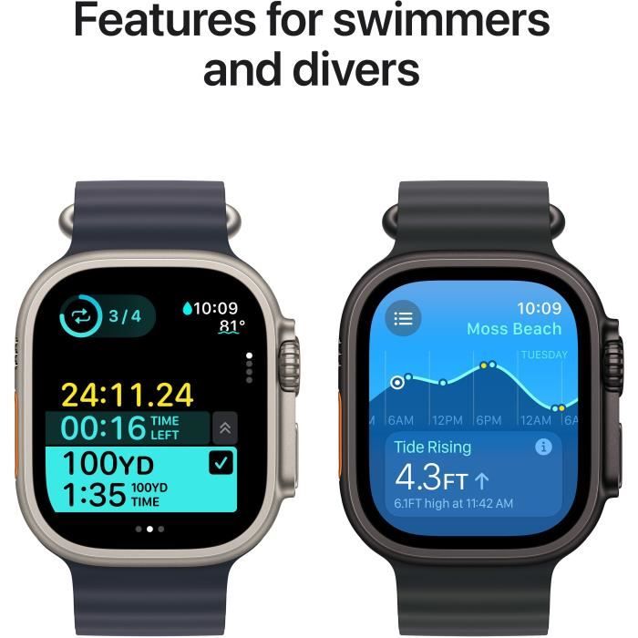 Apple Watch Ultra 2 GPS + Cellular - 49mm - Boîtier Black Titanium - Bracelet Black Ocean Band